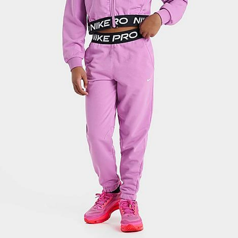 Nike Girls' Big Kids Pro Fleece Dri-FIT Jogger Pants in Light Magenta Size: XS