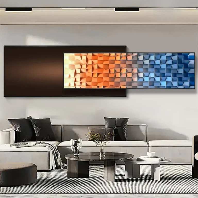 Modern Abstract Gradient Wall Art 3D Geometric Design Wall Decor with Dual-Tone Palette for Living Room