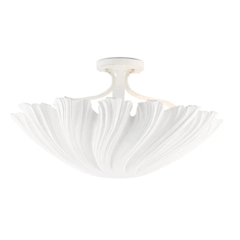 Gesso White Three Light Semi-Flush Mount from the Hadley Collection