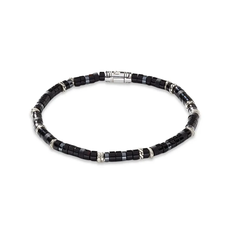 John Hardy Men's Sterling Silver Classic Chain Onyx & Hematite Bead Heishi Bracelet
