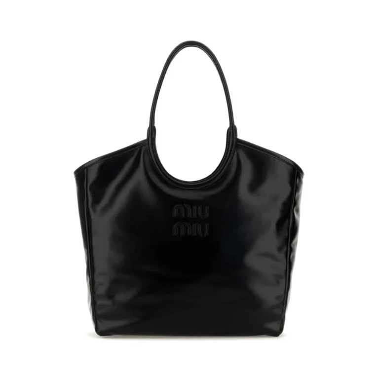Black Leather Shopping Bag