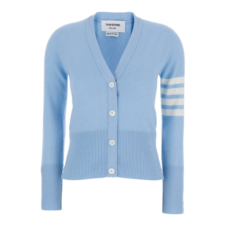 V-Neck 100% Cashmere Cardigan with 4-Bar Detail (FKC001A00011481)
