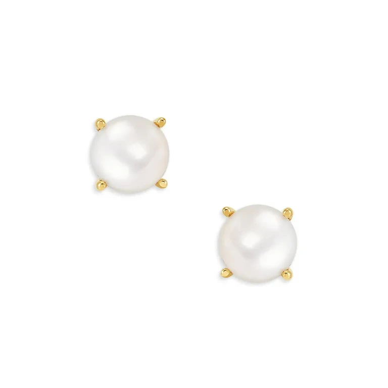 Cultured Freshwater Button Pearl Stud Earrings in 14K Yellow Gold