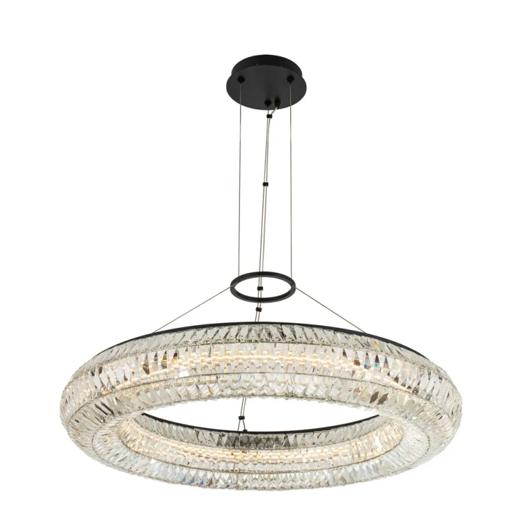 Matte Black Polished Chrome LED Pendant from the Tamburo Collection