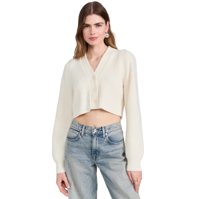 LoveShackFancy Avignon Crop Cardigan Black XL