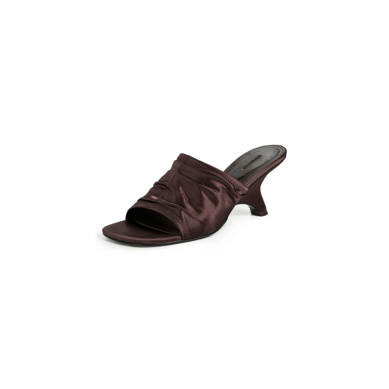SIMKHAI Shadow Mule Satin Sandals Cacao 38