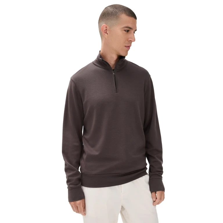 Orlebar Brown Isar Graphite Merino Sweatshirt Morel Brown XL