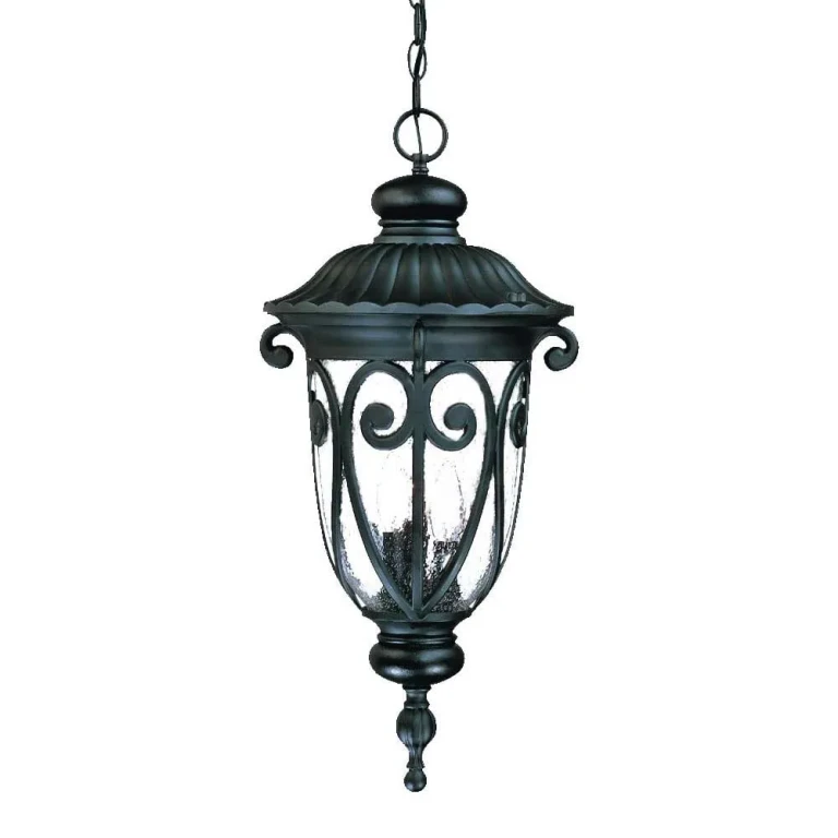 Matte Black Three Light Hanging Lantern from the Naples Collection