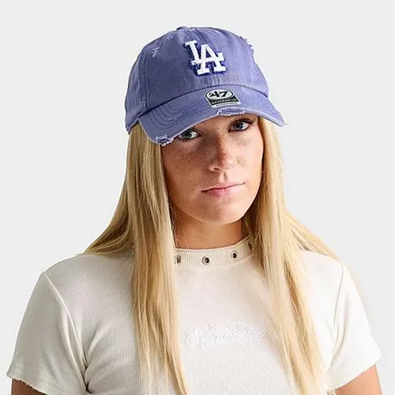 47 Brand '47 Los Angeles Dodgers MLB Weathered Clean Up Strapback Hat in Thrift Blue