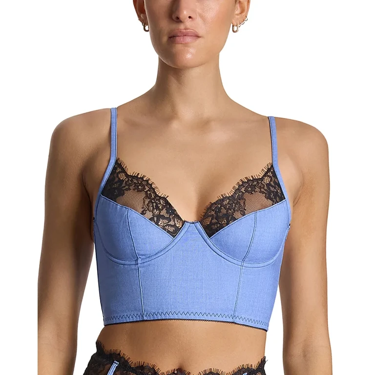 Hanky Panky x Lexi Wood Katrina Denim & Lace Underwire Longline Bra