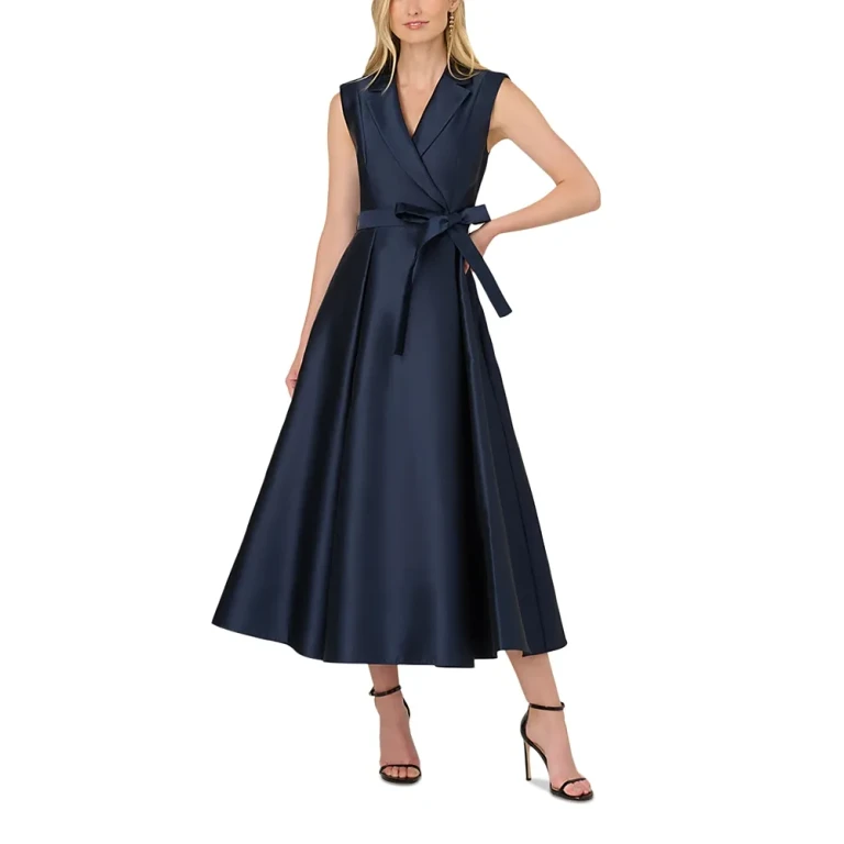 Adrianna Papell Lapel Mikado Dress