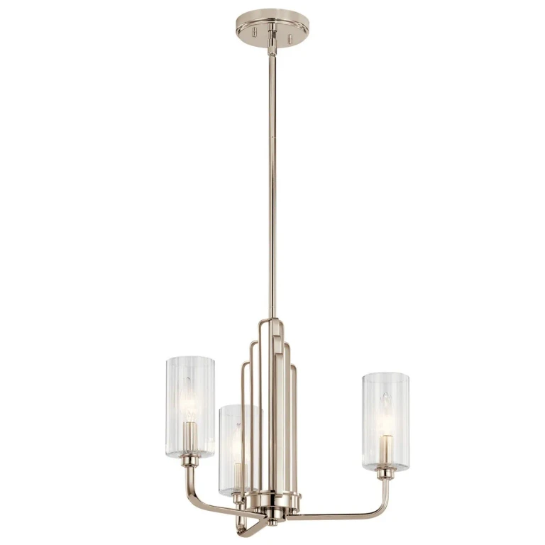 Kimrose 3-Light Transitional Chandelier in Polished Nickel