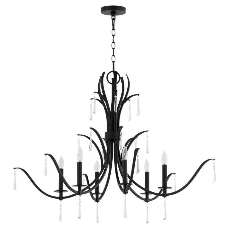 Matte Black Six Light Chandelier from the Majesty Collection