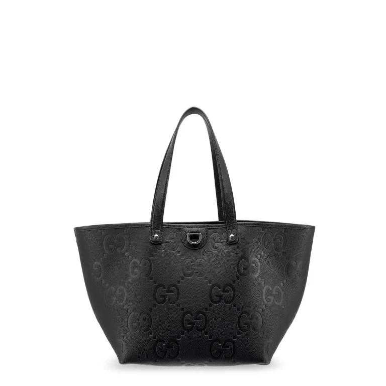Gucci Leather Shopping Bag With Jumbo Gg Motif