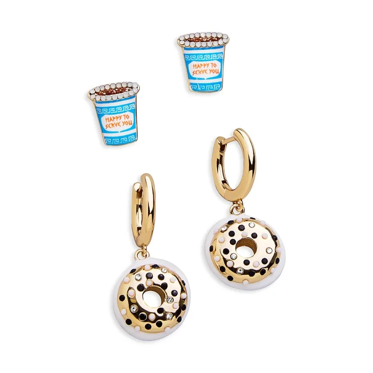 Baublebar Rise & Grind Donut & Coffee Earrings, Set of 2