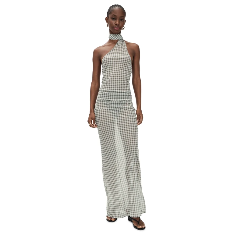 Lioness Lux Maxi Dress Sky Check L