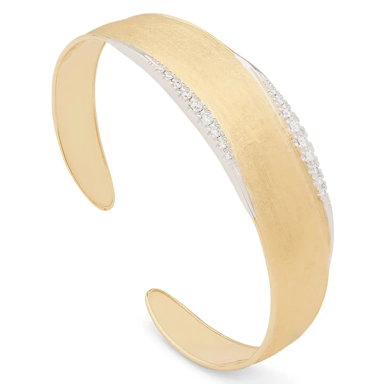 Marco Bicego 18K White & Yellow Gold Lunaria Diamond Cuff Bangle Bracelet