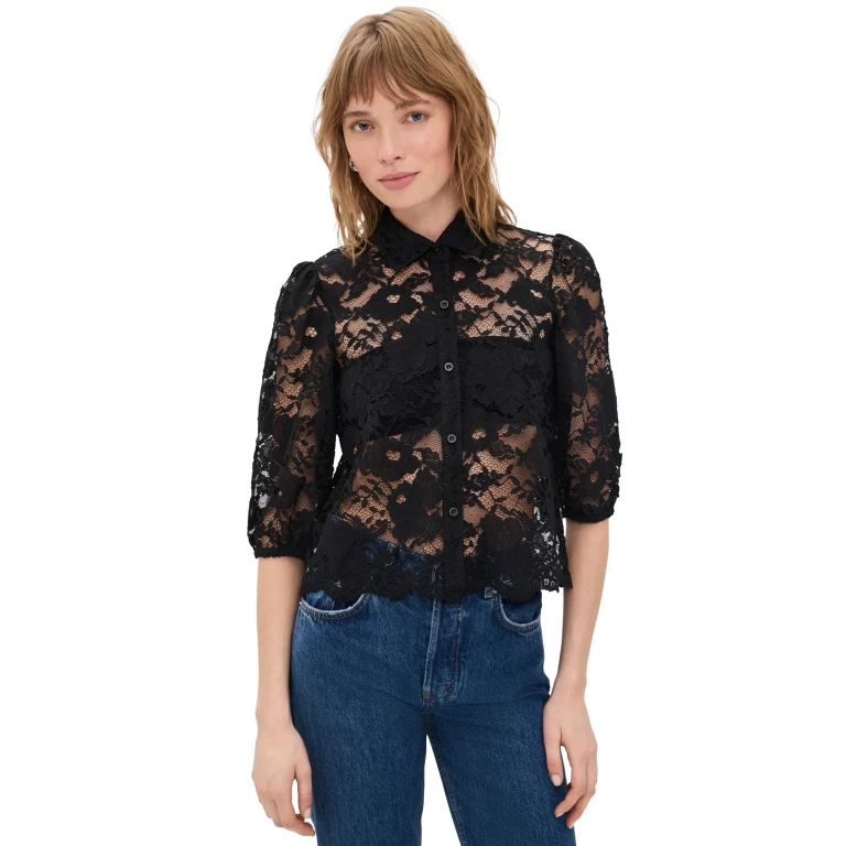 Generation Love Tammy Mesh Lace Shirt Black XL