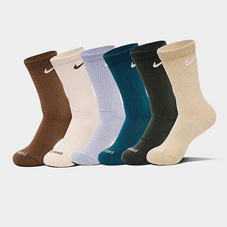Nike Everyday Plus Cushioned Crew Training Socks (6-Pack) in Blue Force/Sequioa Size: Medium