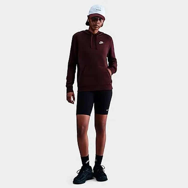 Nike Women's Sportswear Club Fleece Pullover Hoodie in Elemental Pink/Heather/White Size: XXS