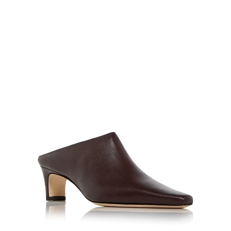 Staud Women's Wally Leather Mid Heel Mules