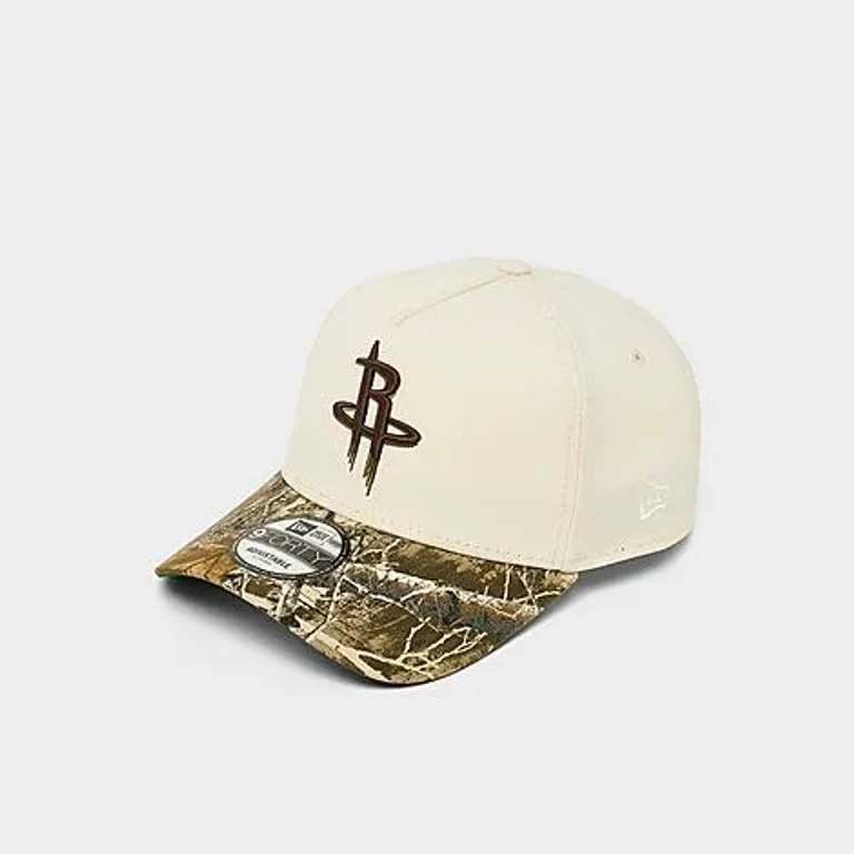 New Era Houston Rockets NBA 9FORTY Snapback Hat in Chrome/Real Tree