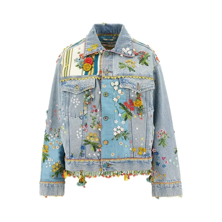 PÉRO Embroidered denim jacket Woman 38
