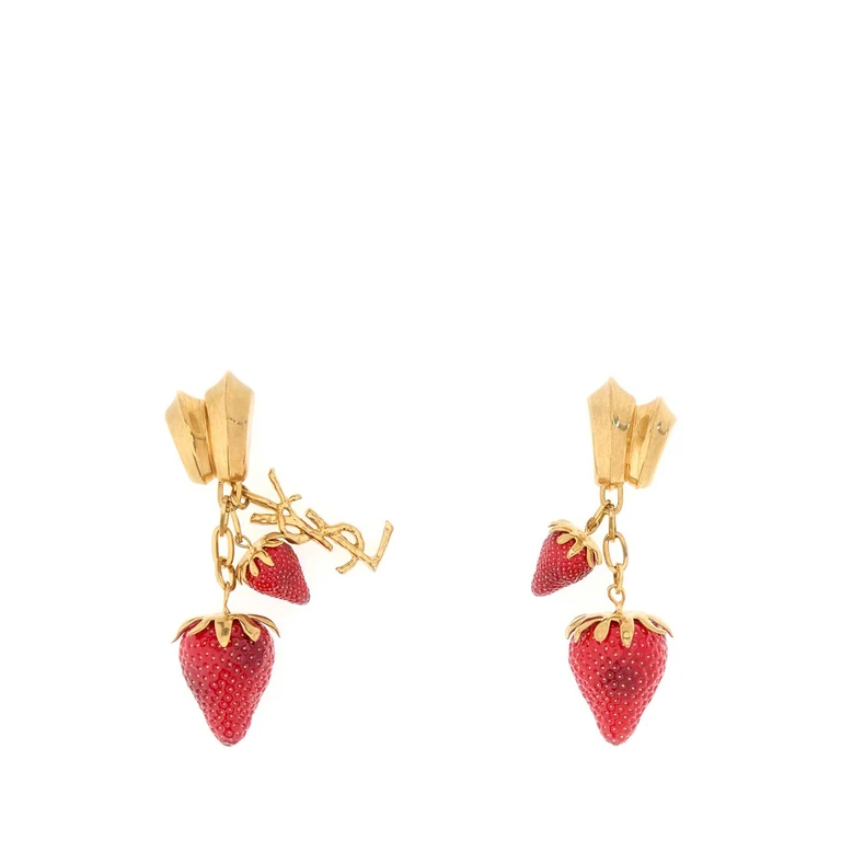 Saint Laurent Multicolor Metal And Resin Cassandre Earrings Orlaitonrouge Orecchini - Women