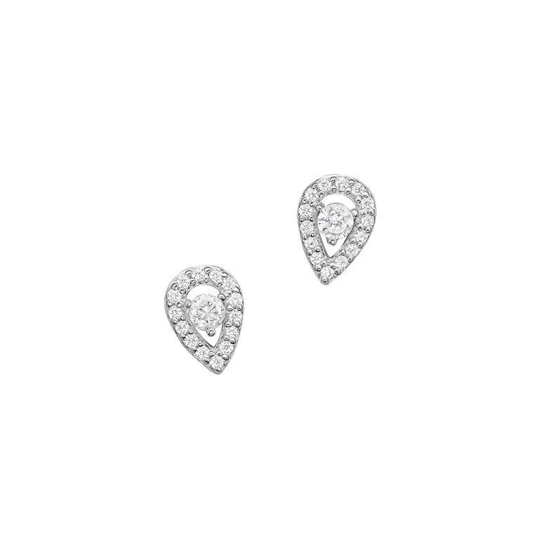 Diamond Pear Shape Stud Earrings in 14K White Gold, .20 tcw