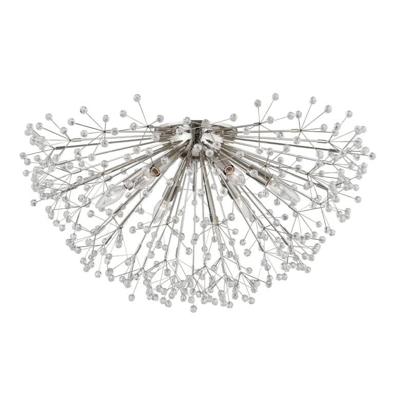 Polished Nickel Six Light Semi Flush Mount from the Dunkirk Collection