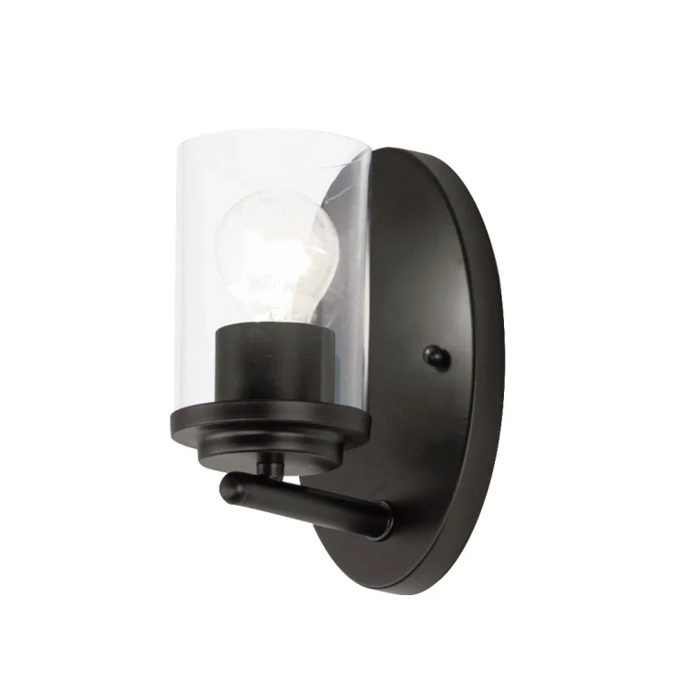 Black One Light Wall Sconce from the Corona Collection