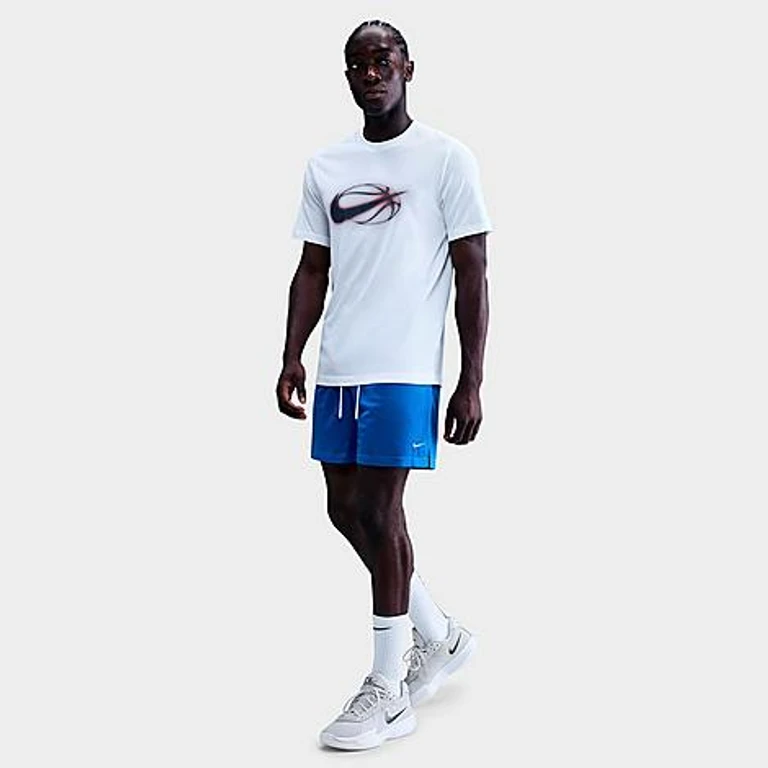 Nike Men's Dri-FIT 5" Mesh Basketball Shorts in Light Photo Blue/White Size: Small