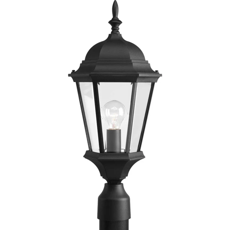 Textured Black One Light Post Lantern from the Welbourne Collection