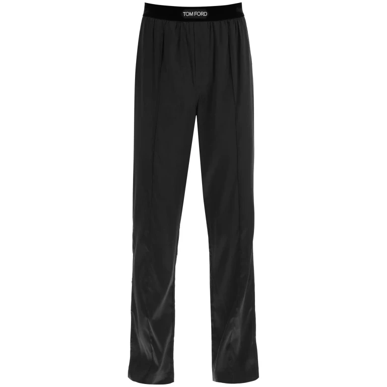 Tom Ford Logo Waist Satin Pajama Trousers