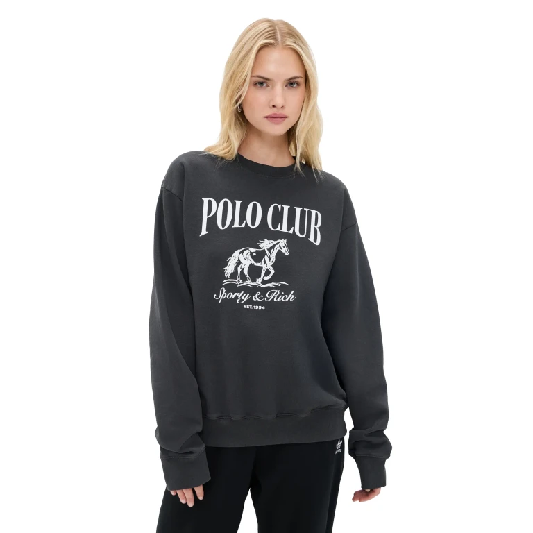 Sporty & Rich Stallion Crewneck Faded Black XL