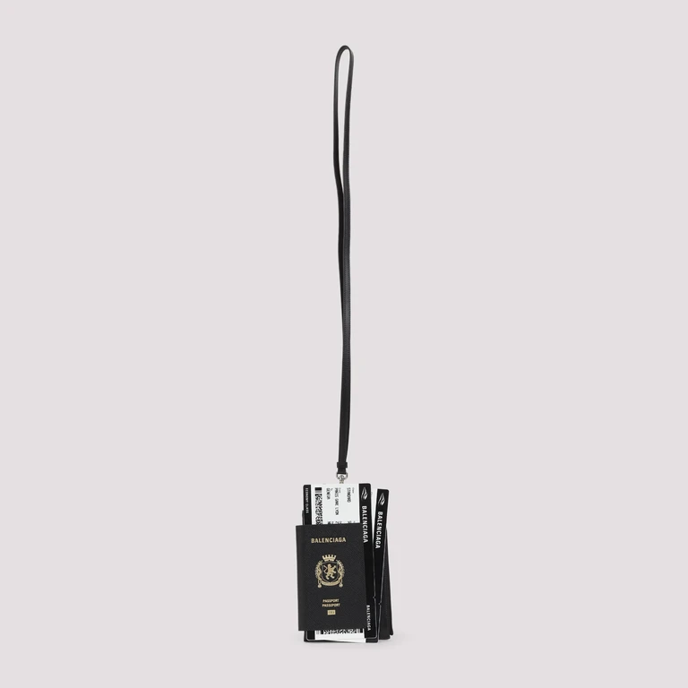 Balenciaga Passport Phone Holder Black Calf Leather Smallleathergoods - Men
