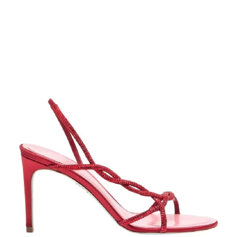 Rene Caovilla Round Toe Braid Red Sandal