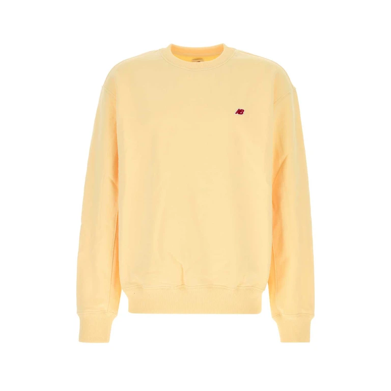 New Balance Pastel Yellow Cotton Sweatshirt Calcium Exterior: Felpe - Men
