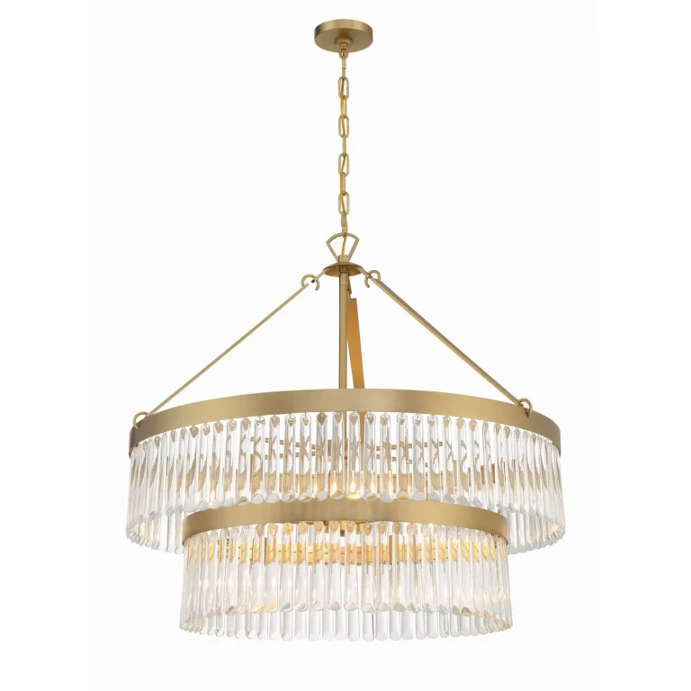 Modern Gold Nine Light Chandelier from the Emory Collection