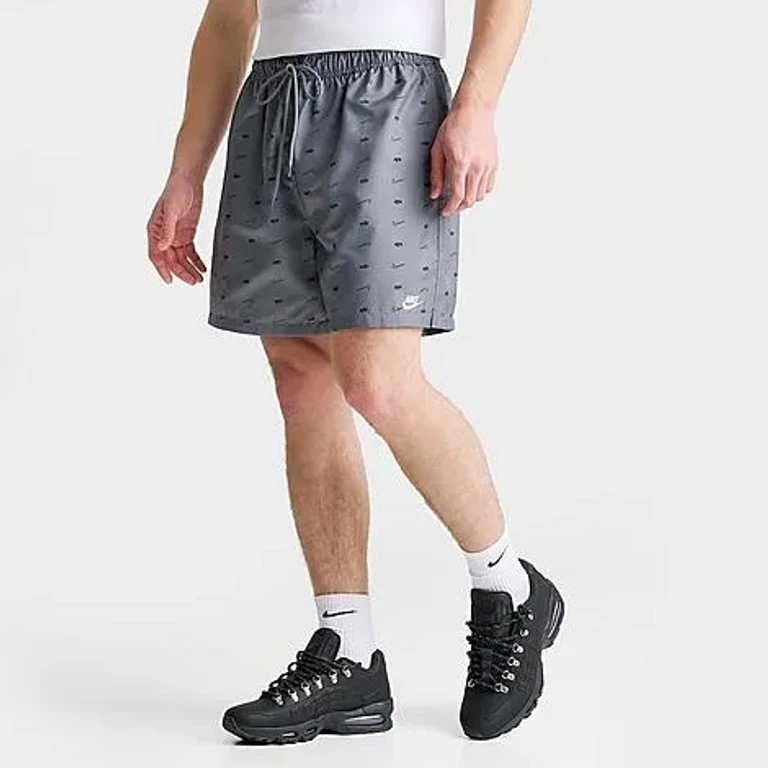 Nike Men's Sportswear Club Monogram Woven Flow Shorts in Smoke Grey/Black Size: Small