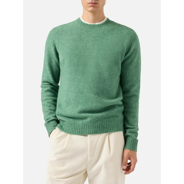 Mc2 Saint Barth Crewneck Sweater Regent Sage Green Stretch Alpaca - Men