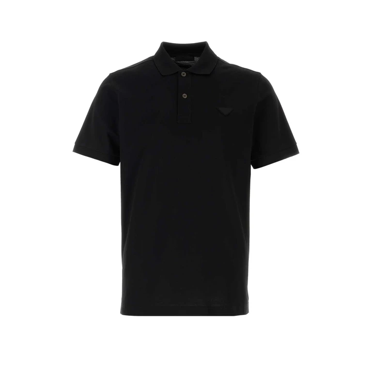Prada Black Piquet Polo Shirt Nero Exterior: Cotton T-shirt - Men