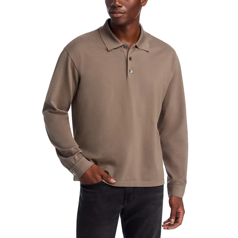 Frame Pique Regular Fit Long Sleeve Polo Shirt