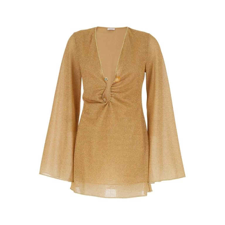 Oseree Lumiere Stones Kaftan Metallic With Rhinestone Details - Tech Fabric - Women