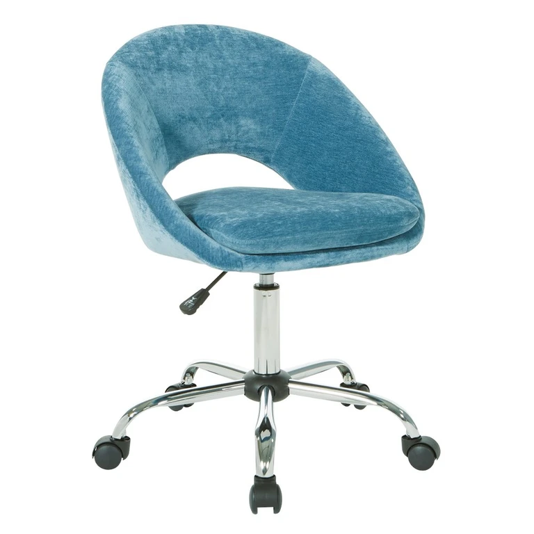 Milo Sky Blue Velvet Office Chair