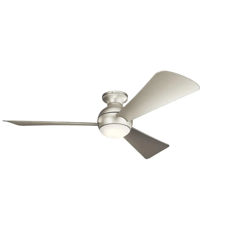 Sola 54" LED Flush Mount Ceiling Fan in Brushed Nickel