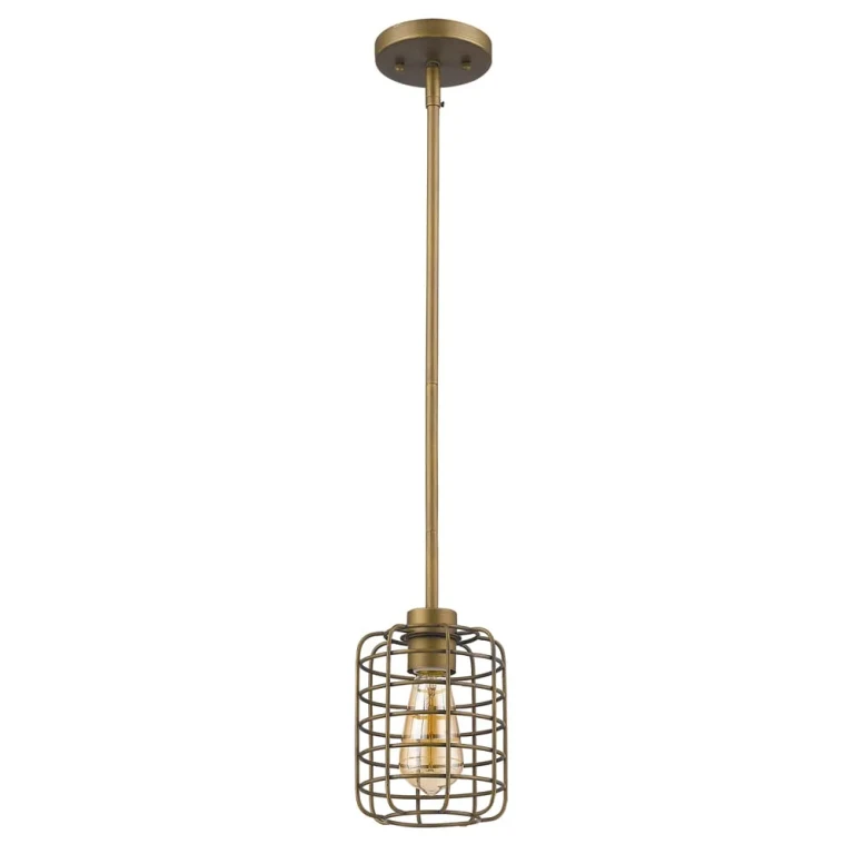 Raw Brass One Light Pendant from the Lynden Collection