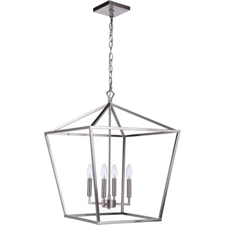 Brushed Polished Nickel Four Light Foyer Pendant from the Flynt II Collection