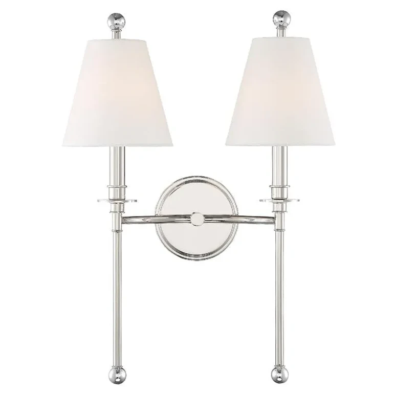 Crystorama Riverdale 2-Light Wall Sconce in Polished Nickel