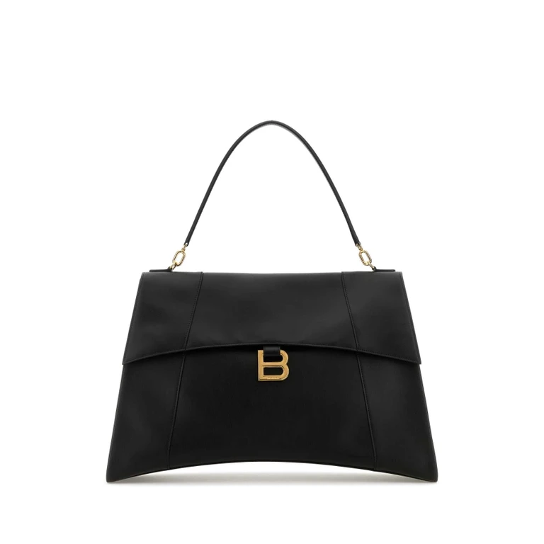 Black Leather Large Hourglass Soft Handbag